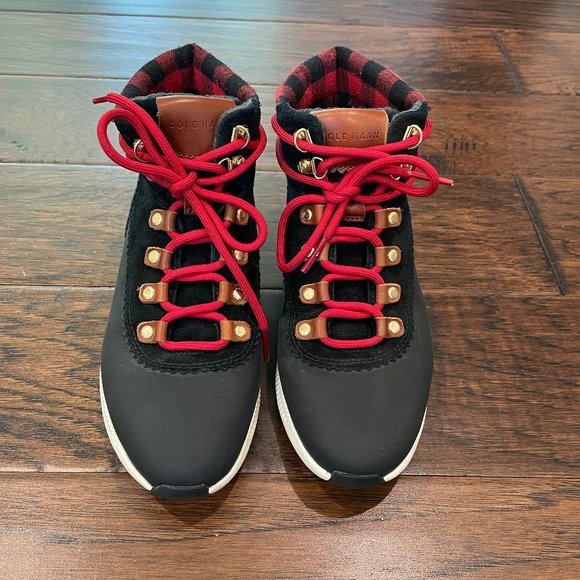 Like New Cole Haan 2.0 Zerogrand Lace-Up Hiker Style Boots Buffalo Check Size 5 - Picture 2 of 7